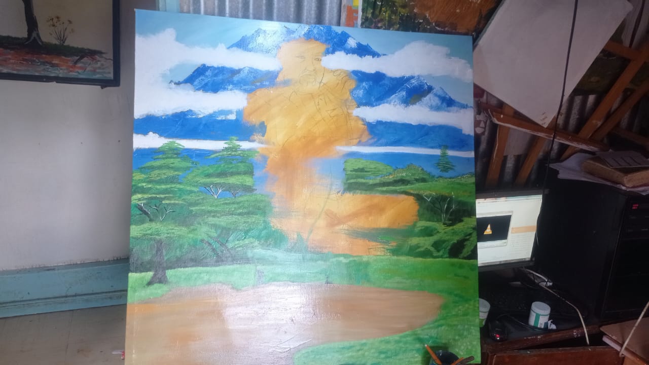 Landscape Portrait Painting in Progress