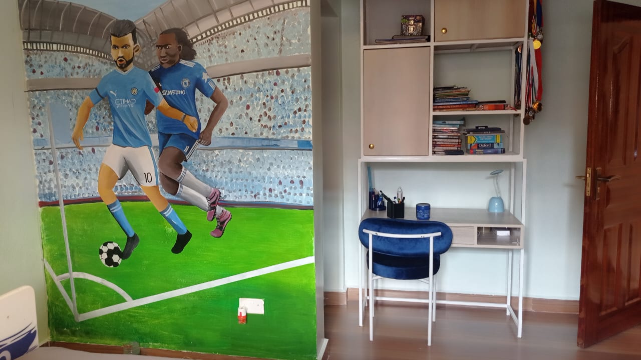 Football Stadium Mural - Action Scene