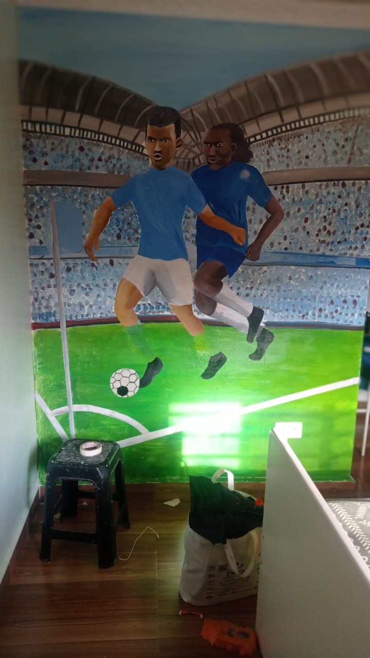 Football Stadium Mural - Wide View