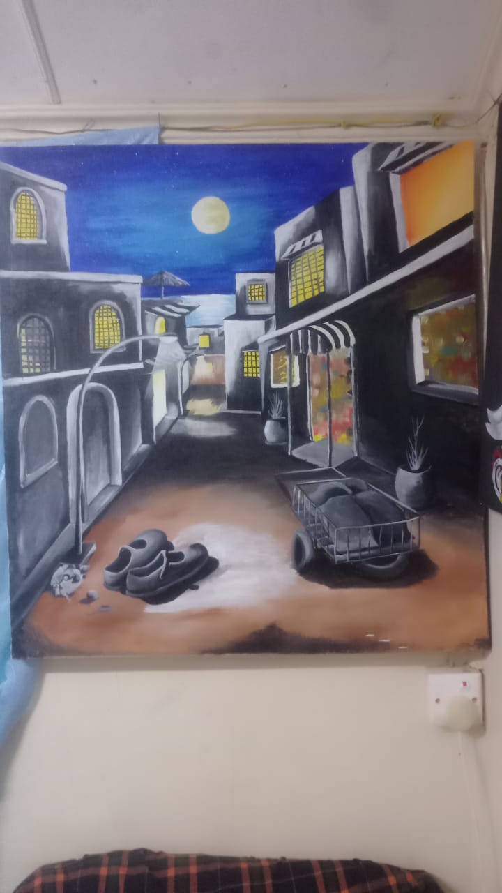 Nighttime City Street Mural